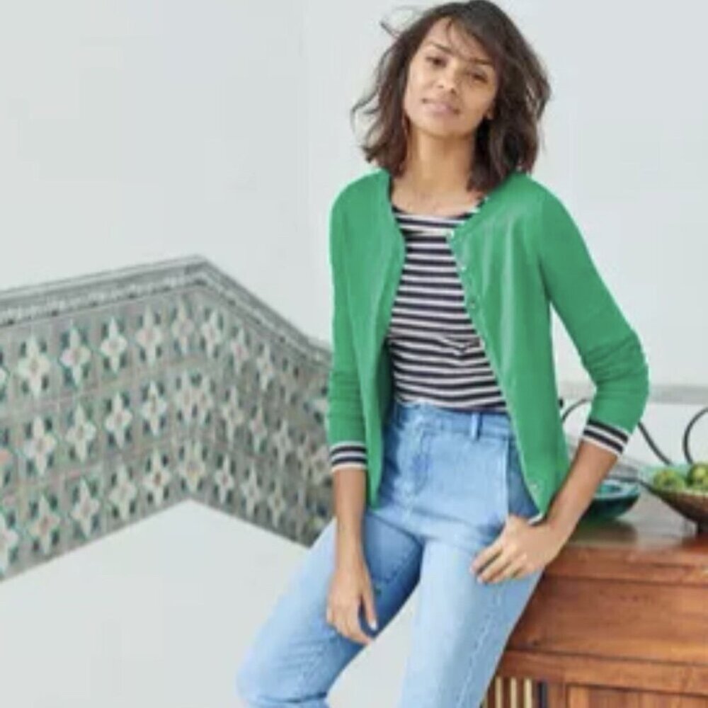 J. Crew Cotton-blend Jackie Cardigan Sweater Bright Kelly Green E8447
